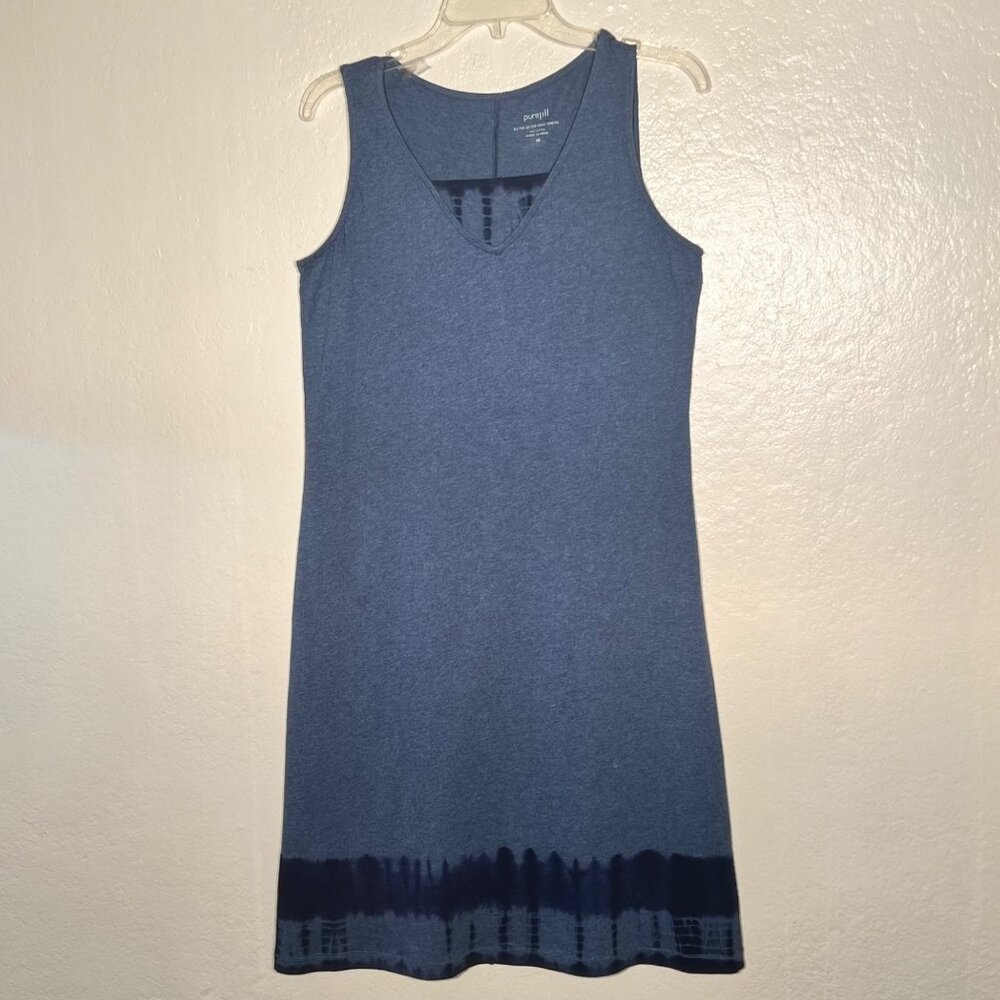 Pure Jill Blue PJ Tie-Dye Sleeveless Midi Leisure Dress XS 100% Cotton Casual